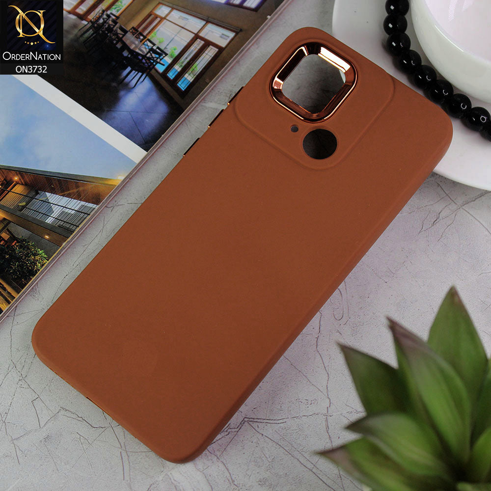 Xiaomi Redmi 10C Cover - Brown - Electroplated Camera Border Soft Silicon Case