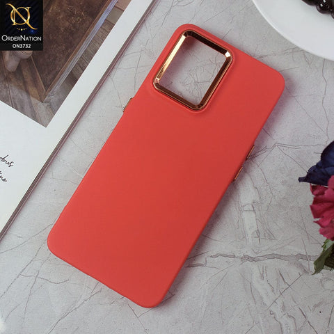 Oppo F21 Pro 4G Cover - Red -Electroplated Camera Border Soft Silicon Case