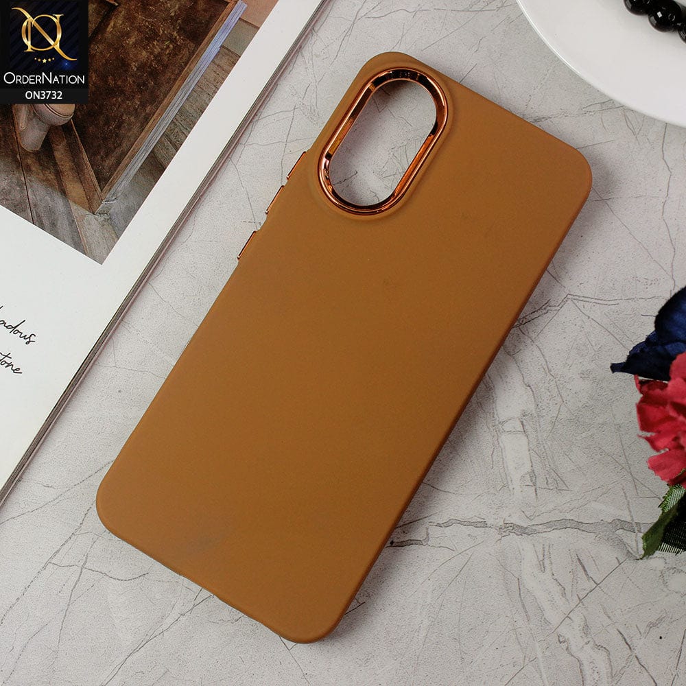 Vivo Y02s Cover - Brown -Electroplated Camera Border Soft Silicon Case