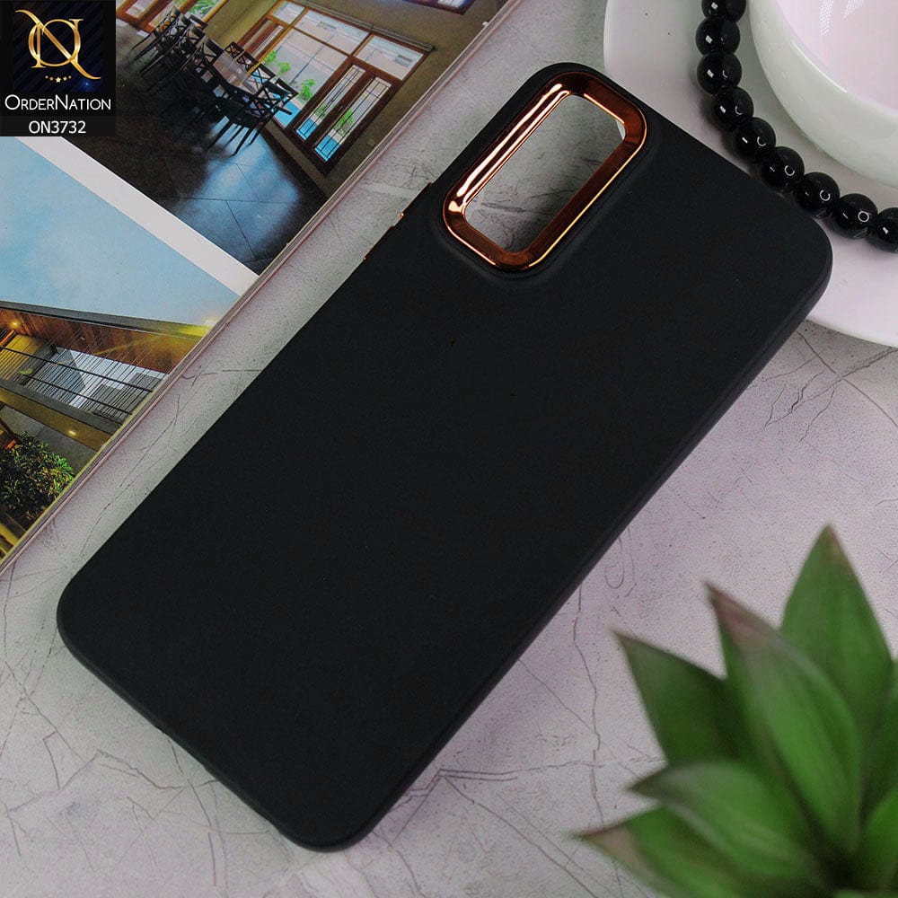 Vivo Y20i Cover - Black - Electroplated Camera Border Soft Silicon Case