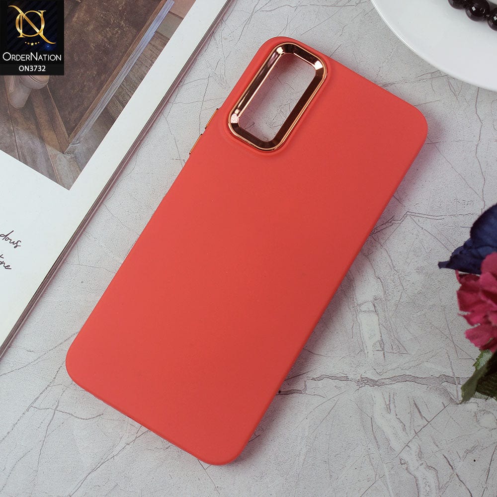 Vivo Y20a Cover - Red -Electroplated Camera Border Soft Silicon Case