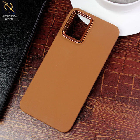 Vivo Y21e Cover - Brown - Electroplated Camera Border Soft Silicon Case