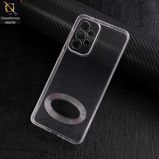 Samsung Galaxy A13 Cover - Transparent - New Gradient Shaded Logo Hole Camera Lense Protection Soft Silicon Case