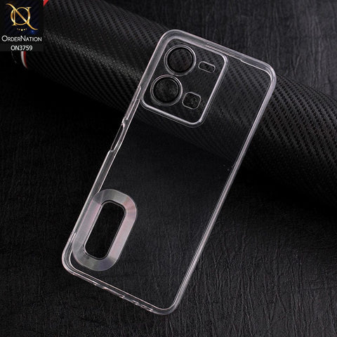 Vivo Y35 Cover - Transparent - New Gradient Shaded Logo Hole Camera Lense Protection Soft Silicon Case