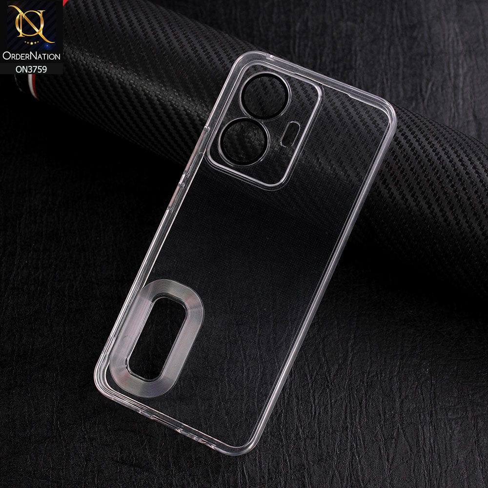 Vivo Y55 4G Cover - Transparent - New Gradient Shaded Logo Hole Camera Lense Protection Soft Silicon Case