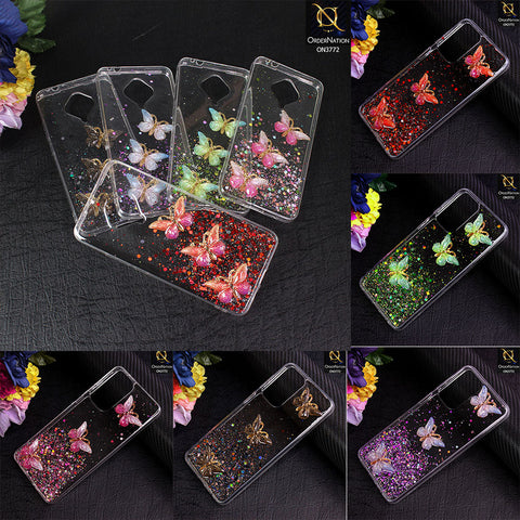 Infinix Hot 30 Play Cover - Blue - Shiny Butterfly Glitter Bling Soft Case (Glitter does not move)