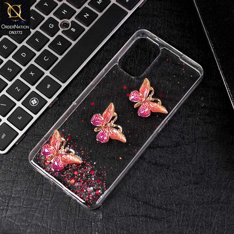 Oppo F21 Pro 5G Cover - Red -  Shiny Butterfly Glitter Bling Soft Case (Glitter does not move)