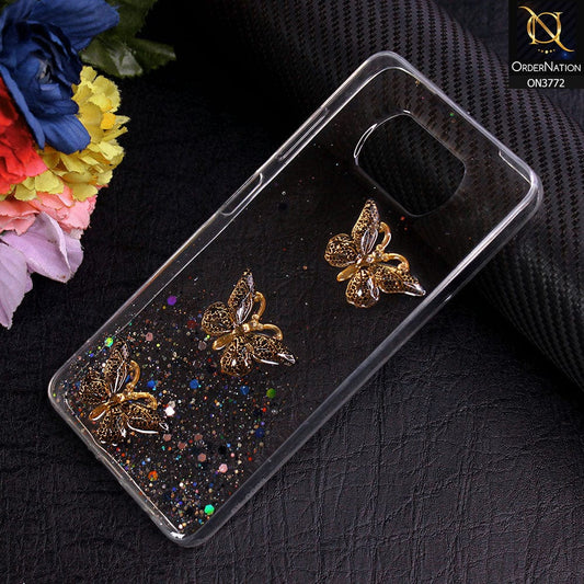 Xiaomi Poco X3  Cover - Black - Shiny Butterfly Glitter Bling Soft Case (Glitter does not move)