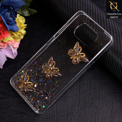 Xiaomi Poco X3 Pro Cover - Black - Shiny Butterfly Glitter Bling Soft Case (Glitter does not move)