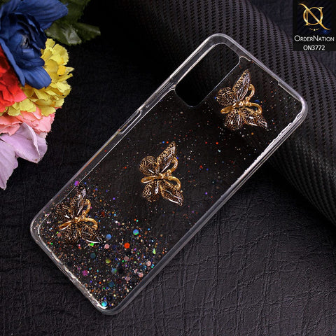 Vivo Y11s Cover - Black - Shiny Butterfly Glitter Bling Soft Case (Glitter does not move)