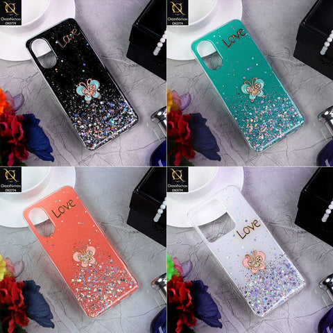 Vivo Y35 Cover - White - New candy Color Bling Sparkle Soft Silicone Butterfly Glitter Case ( Glitter Does not Move )