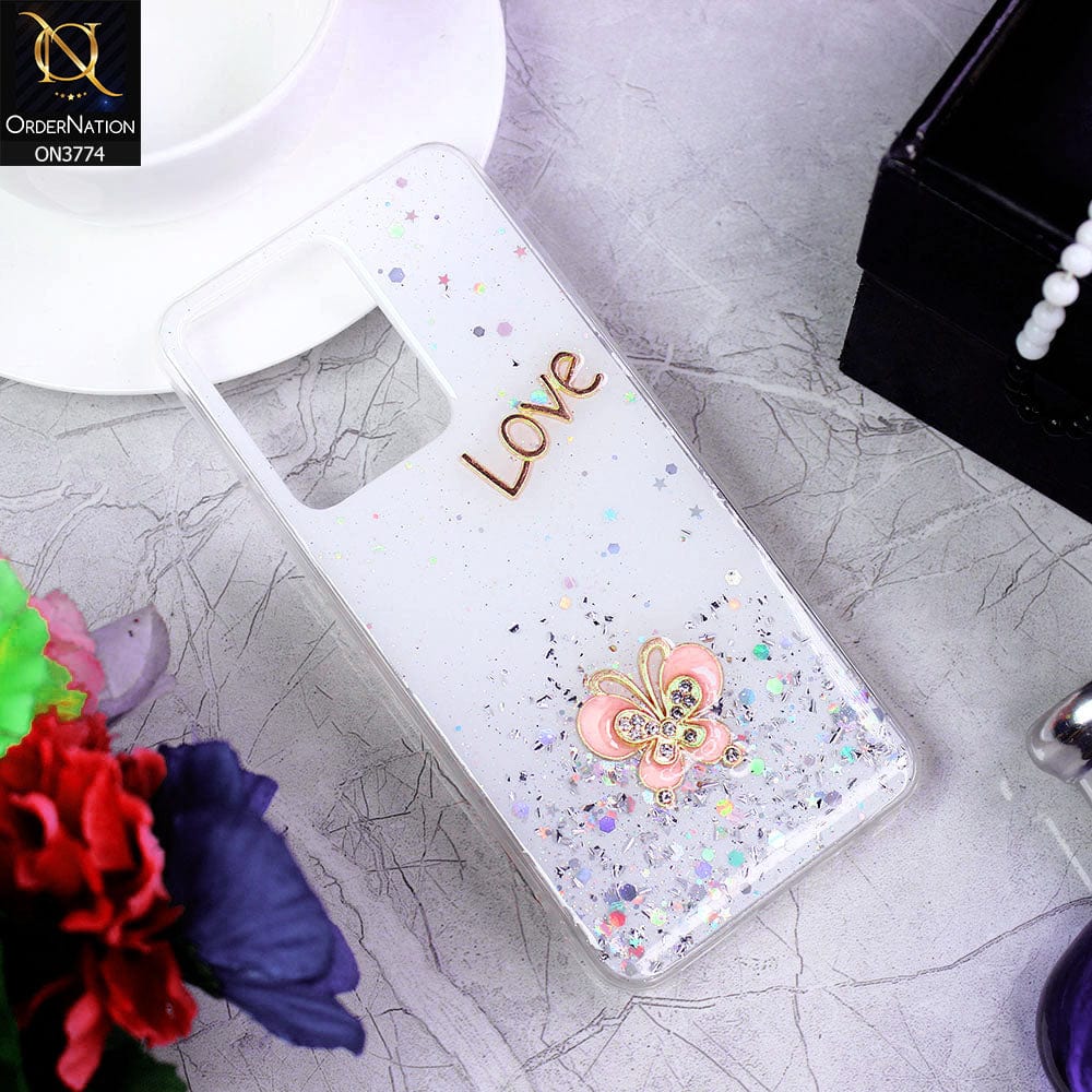 Vivo Y55 4G Cover - White - New candy Color Bling Sparkle Soft Silicone Butterfly Glitter Case ( Glitter Does not Move )