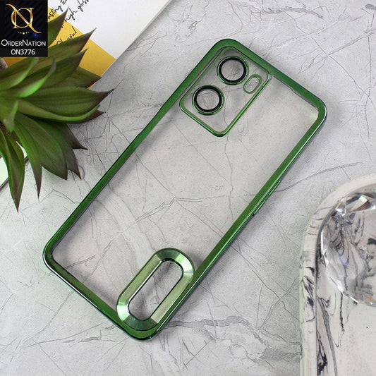 Oppo A57 4G 2022 Cover - Green - Electroplating Borders Logo Hole Camera Lens Protection Soft Silicone Case