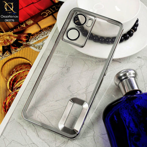 Oppo A77s Cover - Silver - Electroplating Borders Logo Hole Camera Lens Protection Soft Silicone Case