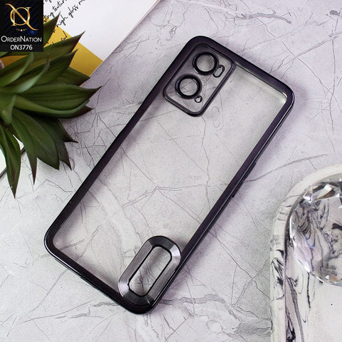 Oppo A76 Cover - Black - Electroplating Borders Logo Hole Camera Lens Protection Soft Silicone Case