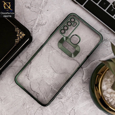 Tecno Camon 15 - Green - Electroplating Borders Logo Hole Camera Lens Protection Soft Silicone Case