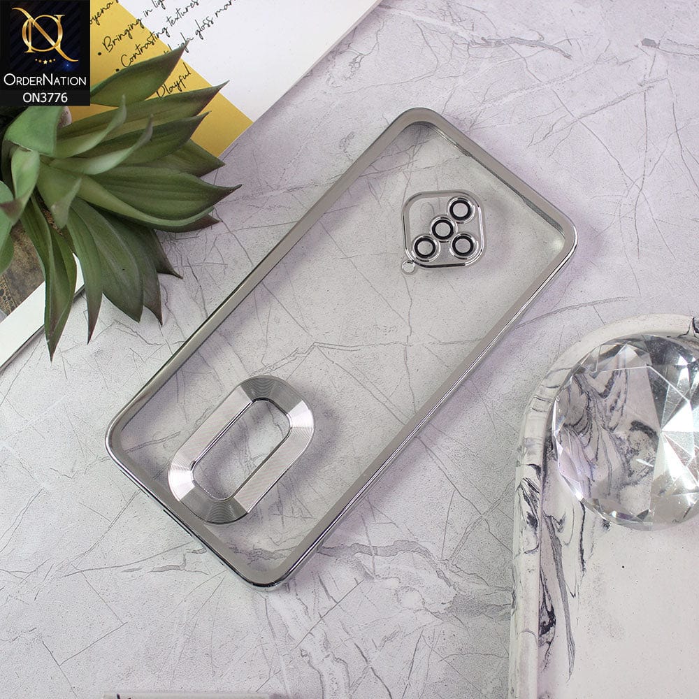 Vivo Y51 (2020 September) Cover - Silver - Electroplating Borders Logo Hole Camera Lens Protection Soft Silicone Case