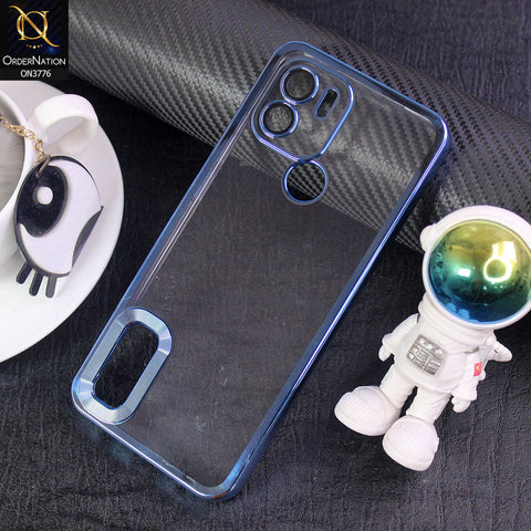 Xiaomi Redmi A1 Plus Cover - Blue -  Electroplating Borders Logo Hole Camera Lens Protection Soft Silicone Case