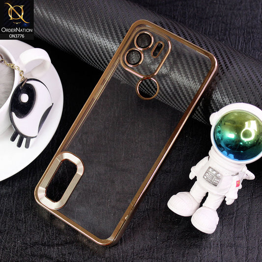 Xiaomi Poco C50 Cover - Golden -  Electroplating Borders Logo Hole Camera Lens Protection Soft Silicone Case