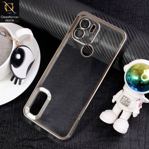 Xiaomi Redmi A1 Plus Cover - Silver -  Electroplating Borders Logo Hole Camera Lens Protection Soft Silicone Case