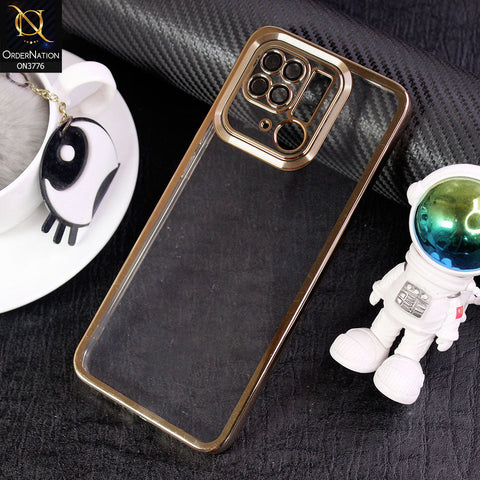 Xiaomi Redmi 10C Cover - Golden -  Electroplating Borders Logo Hole Camera Lens Protection Soft Silicone Case