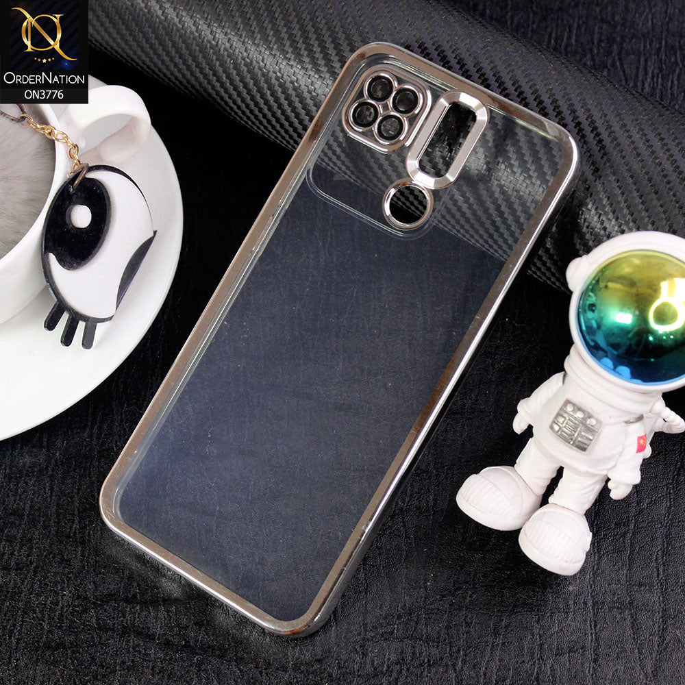 Xiaomi Redmi 9C Cover - Silver -  Electroplating Borders Logo Hole Camera Lens Protection Soft Silicone Case