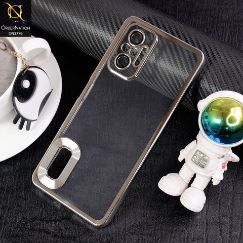 Xiaomi Redmi Note 10 Pro 4G Cover - Silver -  Electroplating Borders Logo Hole Camera Lens Protection Soft Silicone Case