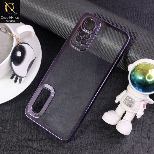 Oppo F19 Pro Cover - Purple -  Electroplating Borders Logo Hole Camera Lens Protection Soft Silicone Case