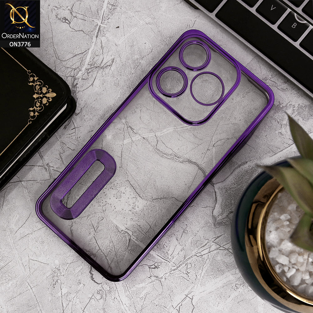 Tecno Spark 10C - Purple - Electroplating Borders Logo Hole Camera Lens Protection Soft Silicone Case