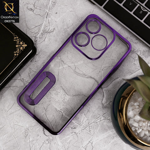 Tecno Spark 10C - Purple - Electroplating Borders Logo Hole Camera Lens Protection Soft Silicone Case