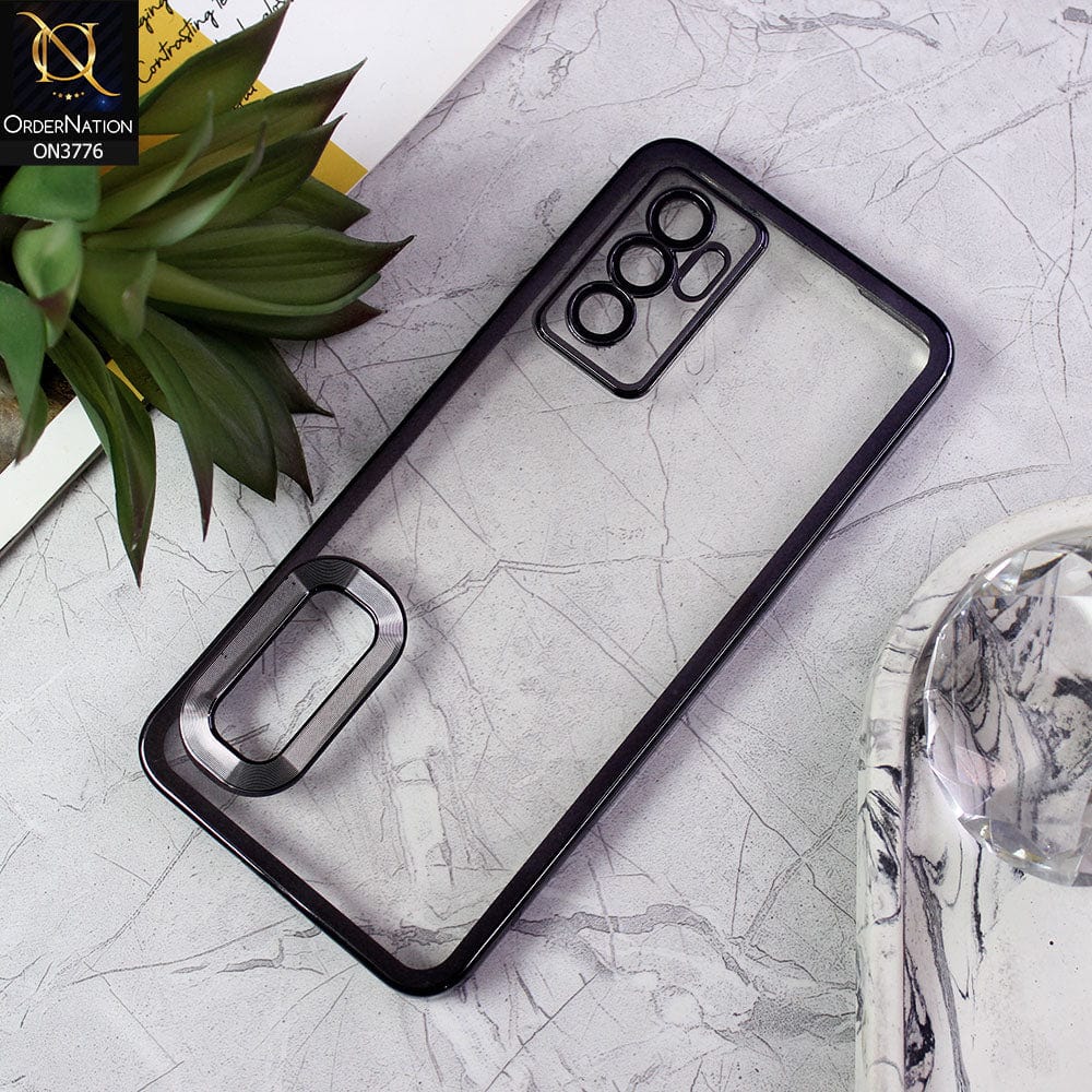 Vivo V23e 5G Cover - Black - Electroplating Borders Logo Hole Camera Lens Protection Soft Silicone Case