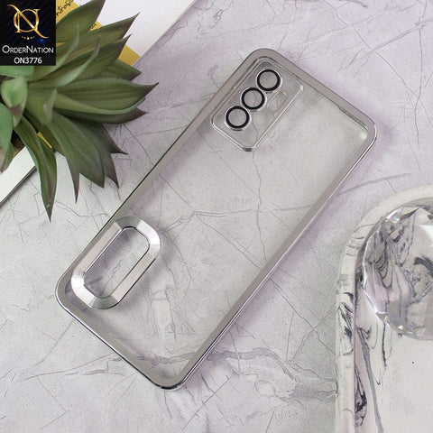 Vivo V23e 5G Cover - Silver - Electroplating Borders Logo Hole Camera Lens Protection Soft Silicone Case