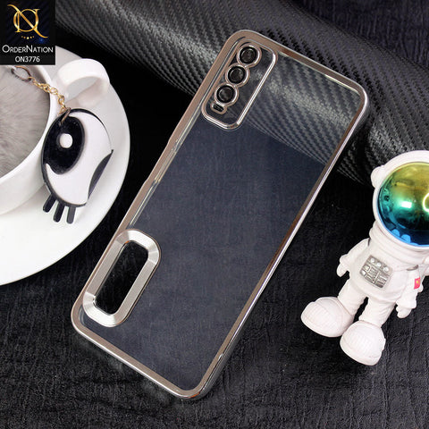 Vivo Y20 Cover - silver -  Electroplating Borders Logo Hole Camera Lens Protection Soft Silicone Case