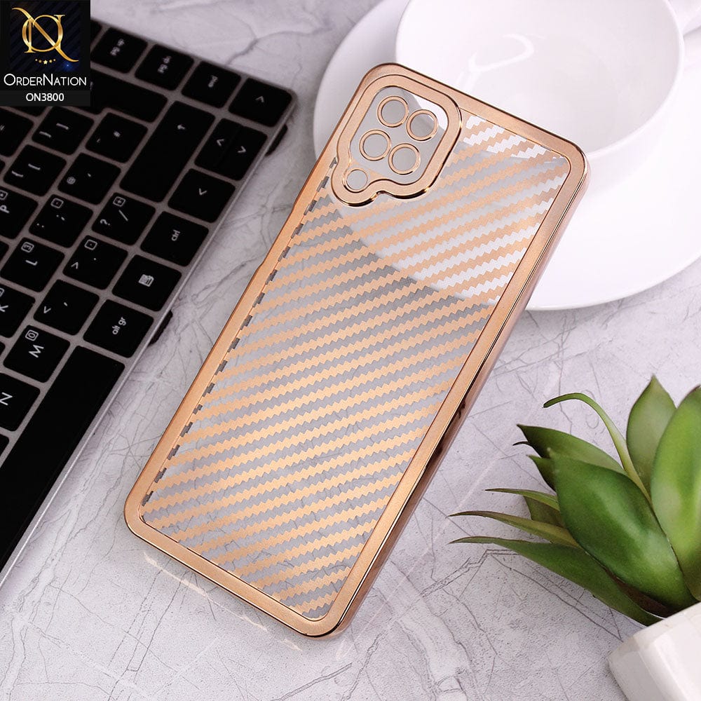 Samsung Galaxy A12 Cover - Golden - new ziggy lines camera protection Soft Silicon case