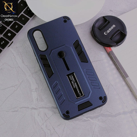 Vivo S1 Cover - Midnight Blue - Hybrid Stylish Slide Finger Grip With Metal Kickstand Soft Borders Case