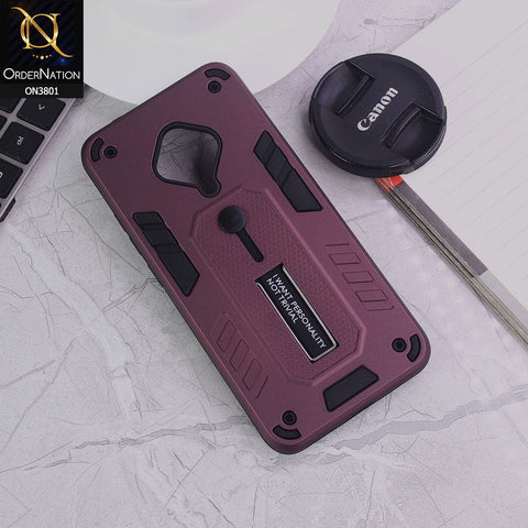 Vivo S1 Pro Cover - Burgundy - Hybrid Stylish Slide Finger Grip With Metal Kickstand Soft Borders Case