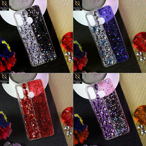 Vivo Y55 4G Cover - Purple - New Shinny Glitter Case With Bling Sparkle Stones Soft Borders Protective Case ( Glitter Does Not Move )