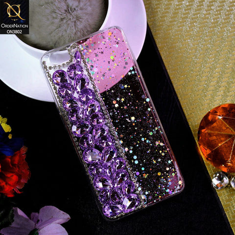 Vivo Y55 4G Cover - Purple - New Shinny Glitter Case With Bling Sparkle Stones Soft Borders Protective Case ( Glitter Does Not Move )