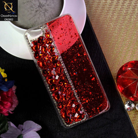 Vivo Y55 4G Cover - Red - New Shinny Glitter Case With Bling Sparkle Stones Soft Borders Protective Case ( Glitter Does Not Move )