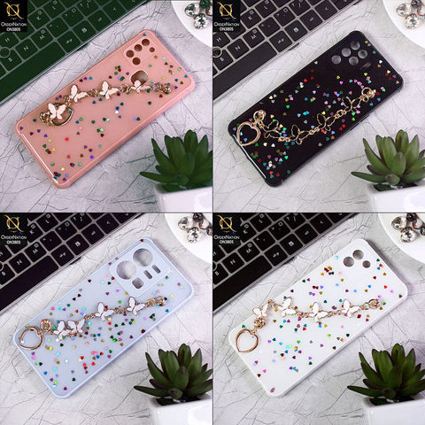 iPhone 11 Pro Cover - Black - Shiny Glitter Candy Color Soft Border Camera Protection Case With Butterfly Chain Holder (Glitter Does not move)