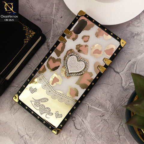 iPhone XS Max Cover - Design2 - Heart Bling Diamond Glitter Soft TPU Trunk Case With Ring Holder