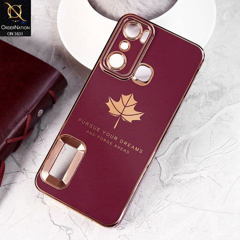 Infinix Hot 20i Cover - Design9 - New Electroplating Borders Maple Leaf Camera Protection Soft Silicone Case