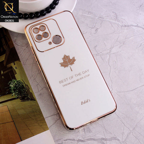 Xiaomi Redmi 10C Cover - Design 6 - New Electroplating Borders Maple Leaf Camera Protection Soft Silicone Case