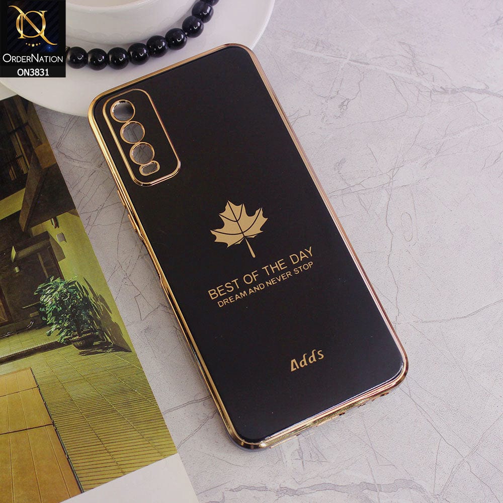 Vivo Y20a Cover - Design 1 - New Electroplating Borders Maple Leaf Camera Protection Soft Silicone Case