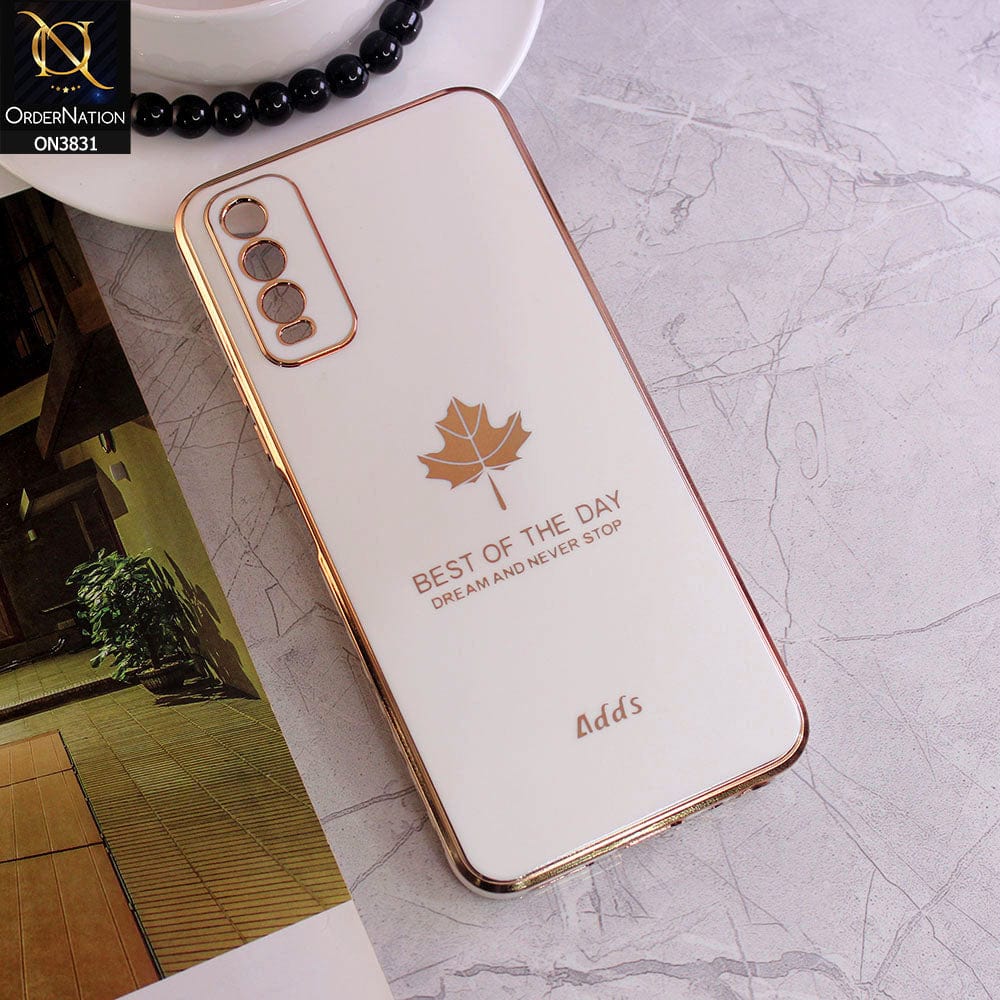 Vivo Y20 Cover - Design 6 - New Electroplating Borders Maple Leaf Camera Protection Soft Silicone Case