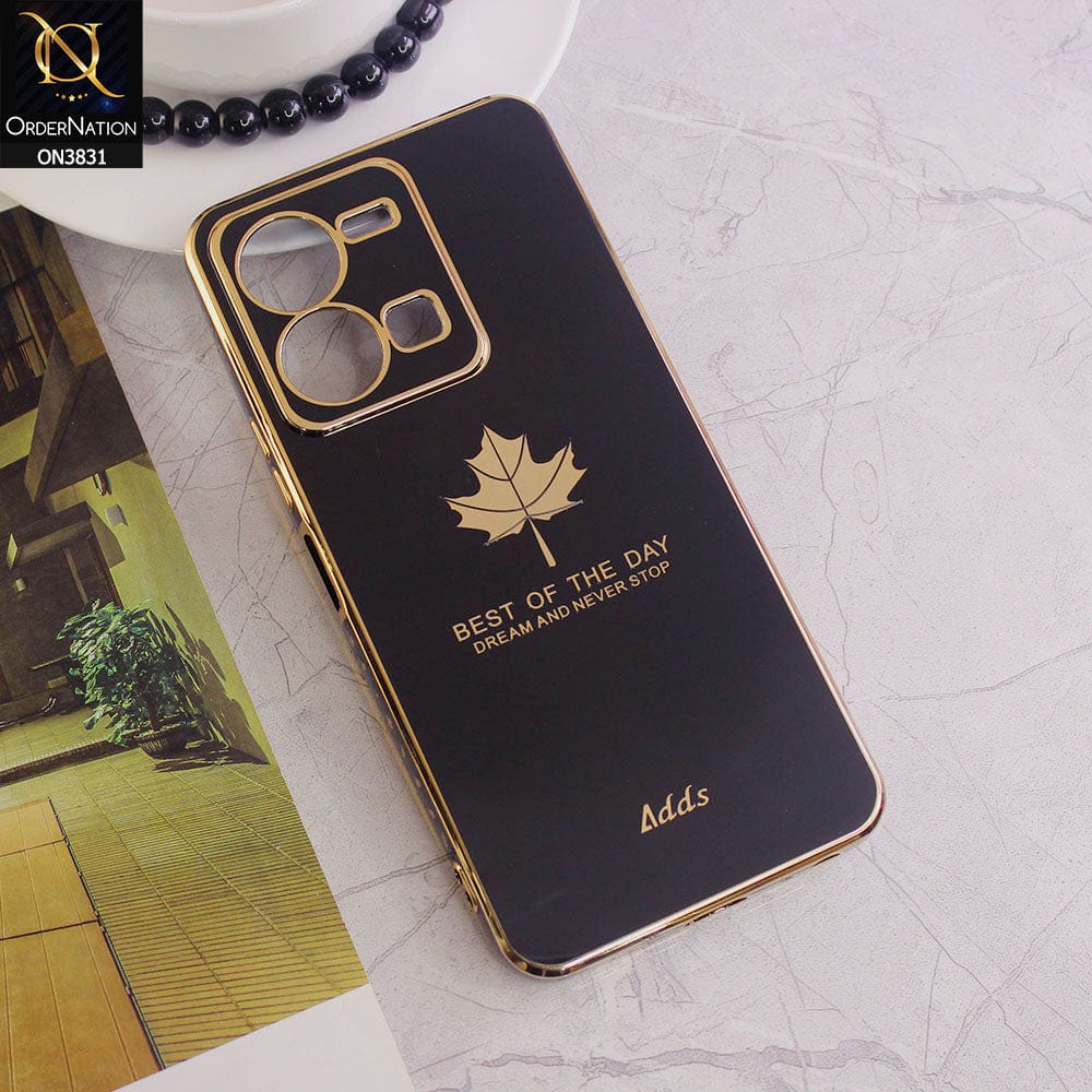 Vivo Y35 Cover - Design 1 - New Electroplating Borders Maple Leaf Camera Protection Soft Silicone Case