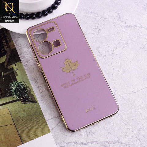 Vivo Y35 Cover - Design 2 - New Electroplating Borders Maple Leaf Camera Protection Soft Silicone Case