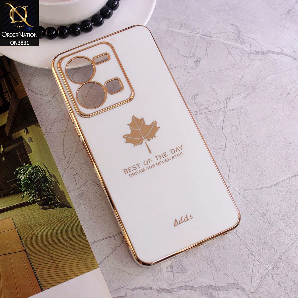 Vivo Y35 Cover - Design 6 - New Electroplating Borders Maple Leaf Camera Protection Soft Silicone Case