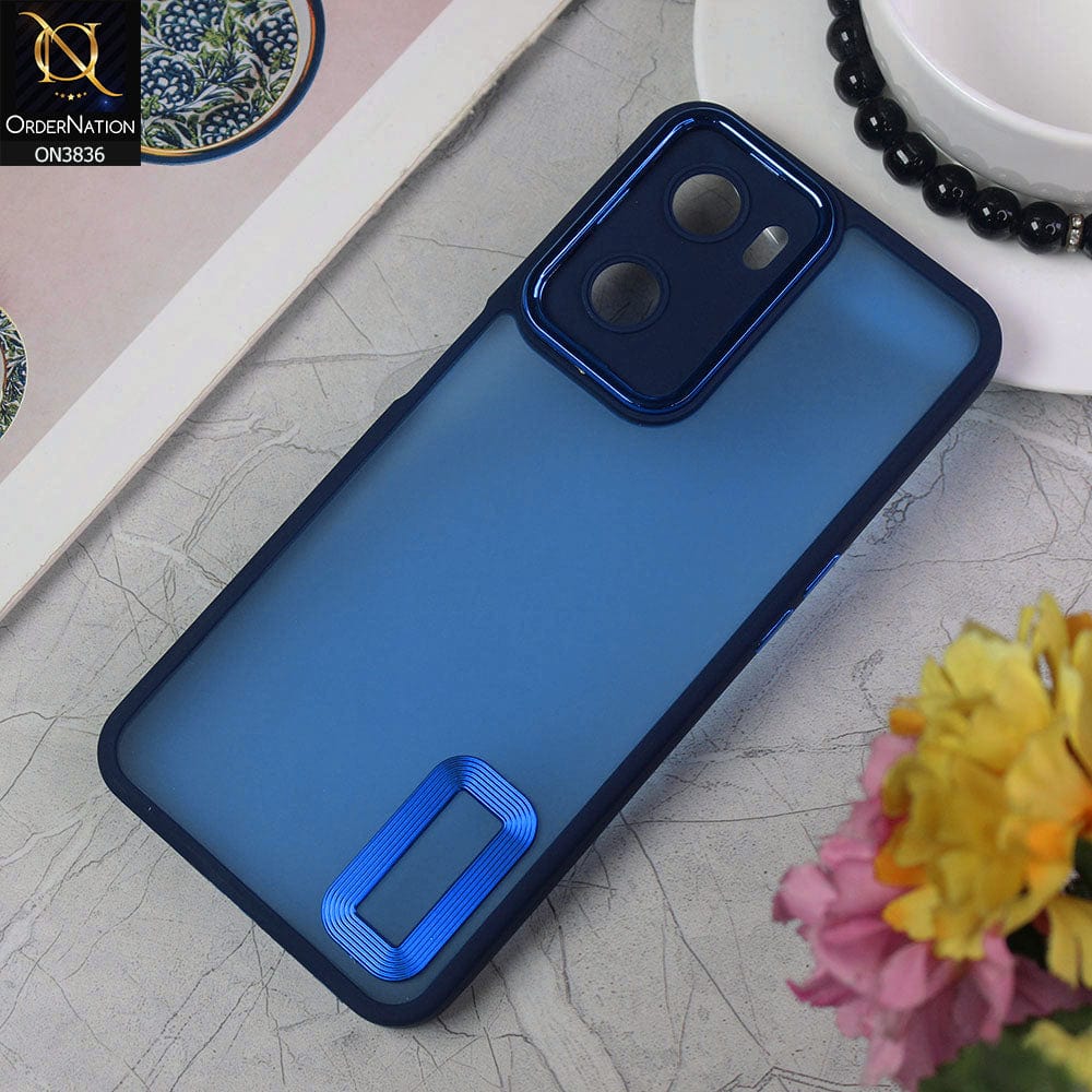 Oppo A57 4G 2022 Cover - Blue - New Crystal CD Crome Case With Electroplating Camera Ring Soft Silicone Case