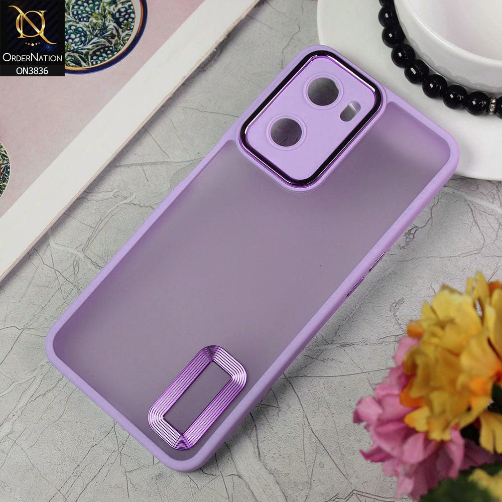 Oppo A57 4G 2022 Cover - Light Purple - New Crystal CD Crome Case With Electroplating Camera Ring Soft Silicone Case